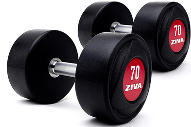 ZIVA SL Urethane Coated Dumbbells - Pair, 70 lbs. - Red Dumbbell Set